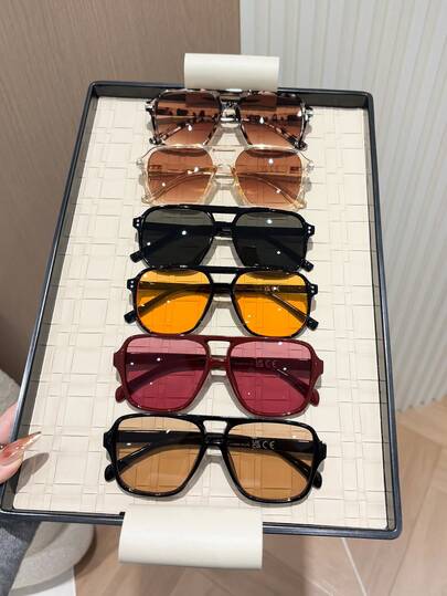 6 Pairs Women's INS Style Frame Sunglasses, Perfect Blend Of Modern Style And Vintage Charm, Suitable For Vacation Outfits, Parties, Daily Life, Travel, Fits All Face Shapes