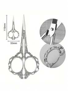 1pc Stainless Steel Nail Clipper, Baroque Style Design, Suitable For Daily Home Use, Nail Art Tool, Back To School Essential, Nail Care Product, Applicable For Nail Stickers, Scissor Protective Cover, Nail And Foot Care Tool, DIY Handmade - A - View 1