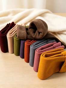 Random 5/10/15 Pairs Thick Striped Warm Sports Socks, Minimalist Versatile Mid-Calf Socks, Suitable For Autumn/Winter Sports, Home Leisure And Commuting - Multicolor - View 5