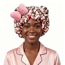 Syvvste Bando Telinga Kucing 3D Motif Leopard, Topi Rambut Lembut Cepat Kering untuk Tidur, Cocok untuk Perawatan Rambut Sehari-hari dan Malam Hari - Macan Tutul - View 10