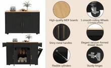 Black Rolling Sideboard With Shelves - Ideal For Kitchen Or Living Room - 黑色 - 查看 4