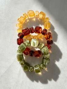 1 Set European And American Exaggerated Contrast Color Acrylic Women's Bracelet Set - Multicolor - View 5