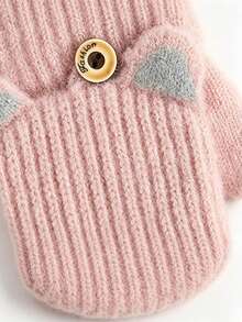 1 Pair Winter Flip-Finger Cat Ear Gloves, Windproof Warm Flip-Cover Hand Gloves, Casual Solid Color Five-Finger Gloves Suitable For Cold Weather - Multicolor - View 8