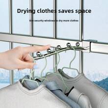 1/2/3 Packs Tendedero De Ropa Clothes Drying Rack, No Drill Metal Hanging Organizer, Multi-Scenario Organizador Armarios Ropa For Dorm Closet Window Sill Bedside, Silver - Multicolor - View 4