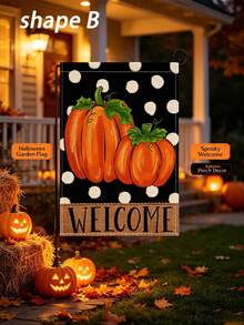 Halloween Welcome Garden Flag, Autumn Welcome Garden Flag, Thanksgiving Turkey Pattern Yard Banner, Waterproof Seasonal Decorative Flag, Suitable For Outdoor Lawn And Porch - Multicolor - View 4