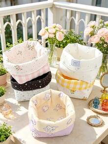 Cute Bow Star Storage Bucket Portable Multi Functional Mini Storage Bucket Makeup Brush Rack Skincare Box Foldable Storage Box,Storage Bags - Multicolor - View 6