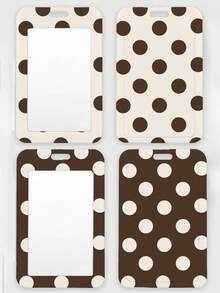 New Multi-Color Polka Dot Print Cartoon Style Push-Pull Card Holder (Card Holder + Keychain) - Suitable For Student ID, Meal Card, Transportation Card And Campus Card. Featuring An Anti-Loss Hard Shell Design, It Can Be Used As A Regular Card Holder, Business Card Holder, Credit Card Wallet Or ID Holder. A Must-Have For Holiday Travel And University Life. - Multicolor - View 6