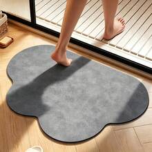 1pc Light Gray Cloud Shaped Bathroom Mat, Soft & Comfortable Creative Home Decor Rug, Asymmetrical Vintage Wabi-Sabi Style Washable Foot Mat, Suitable For Bathroom Doorway, Shower Room Entrance, Kitchen Dining Room, Bedroom Bedside And Entryway - Light Grey - View 2