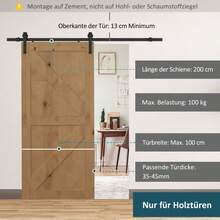 Sistema de Puerta Corredera para Puerta Simple, Riel de Deslizamiento con Accesorios, Acero al Carbono, Negro, 183x0.6x18cm, Instalación en Lugar - Negro + Acero al carbono - Ver 6