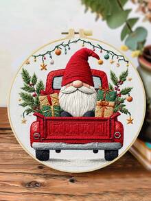 Christmas Decorations Embroidery Kit For Adult Beginners. Includes Manual, Printed Fabric, Hoop, Needles, Threads & Stitch Guide. Great Home Gift For Women. Size: 15x15cm/5.9in Or 20x20cm/7.9in. - Christmas - View 5