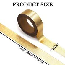 2/4pcs Gold Decorative Tape, Self-Adhesive Craft Tape For Gift Wrapping, High-Quality Texture, Easy To Cut And Tear, Suitable For Gift Packaging, Handmade Cards, Photo Frame Borders, Ceramic Gilding, Creating Elegant And Luxurious Effects, Versatile Decorative Stickers For Handmade Crafts, Wedding Gift Decor, Home Beautification - Single Piece - View 2