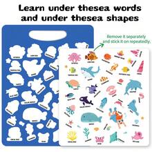 Underwater World DIY Jelly Sticker Book, Children's Removable & Reusable No-Residue Marine Creature Sticker Scene Matching Quiet Book - Baby Blue - View 5