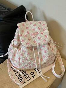 New Teen Girls' Backpack, Super Fashion Bow Handbag, Versatile And Large Capacity. - Pink - View 8