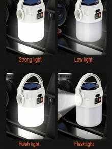 Outdoor Camping LED Light, Solar + USB Rechargeable Multi-Function Flashlight, Portable Hanging Search Light, Suitable For Hiking, Tent, Emergency Survival - White Light - View 5
