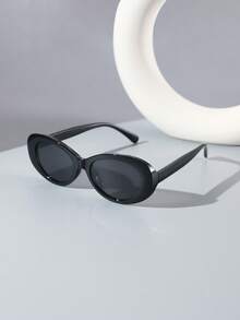 1 PC Men's Oval Fashion Glasses Classic Solid Color PC Frame Soft Tinted Lens Casual Versatile Lightweight For Vacation Outing With Glasses Box - Multicolor - View 5