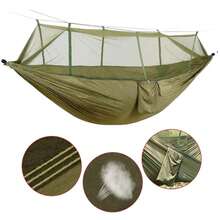 Portable Camping Hammock With Mosquito Net, Lightweight Nylon Parachute Fabric Hammock, Includes 10ft Tree Hanging Straps, Suitable For Hiking, Backpacking, Beach, Backyard, Forest - A - View 15
