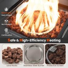 29" Propane Rattan Firepit Table W/ Lava Rocks & Protective Cover Metal Frame - Default - View 7
