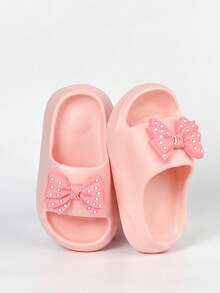 HAHABOBO Children's Pink Cute Polka Dot Bow Sandals, Lightweight Thick EVA Casual Slippers, Suitable For Home And Outdoor Wear - Pink - View 5