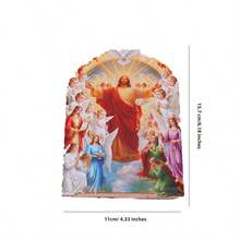 Christian Christmas 3D Pop Up Greeting Card, Triple‑Arch Religious Pop‑Up Design With Jesus, Angels, White Dove, Holy Chalice, Bible, Bread & Grape Elements, Last Supper & Nativity Scene Foldable Xmas Card, Handmade Faith‑Based Holiday Gift Card - The Two Doors Of Jesus' Birth - View 7