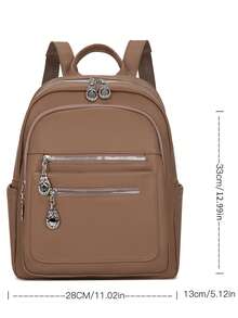 1pc Women's Campus Style Large Capacity Multi-Pocket PU Faux Leather Backpack, New Minimalist Versatile Shoulder Bag For Shopping - Multiple Colors - View 12