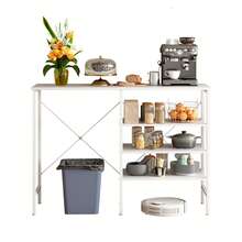 Multifunctional Storage Table, Freely Combinable Organizer Table With White Metal Frame & White Top, Flexible To Assemble For Kitchen, Living Room, Basement & Garage, 120x40x85.5cm, 120 X 40 X 85.5 Cm - White - View 9