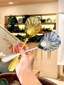 1pc/2pcs Stainless Steel Thickened Stirring Spoon, Rice Spoon, Home Dining Tableware, Kitchen Utensils, Christmas Gift - Multicolor - View 6