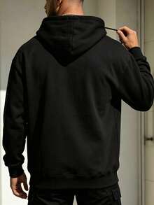 Personalized Custom Men's Hoodie, Upload Text And Image To Customize Your Own Unique Clothing, Perfect Gift For Family, Boyfriend, Friends, Children Or Men, This Hoodie Also Showcases Elegant Style, Personalized Customization - Black - View 2