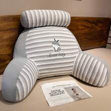 Striped Embroidered Multi-Functional Wrap-Around Bed Backrest Pillow, Zoned Lumbar And Neck Support Soft Backrest, Multi-Use For Reading / Office / Sofa / Nap / Footrest, 3D Wrap-Around Waist And Back Support, Skin-Friendly Breathable Striped Fabric, Multiple Cartoon Embroidery Color Options, Suitable For Dorm, Bedroom And Home, Relieves Fatigue From Long Sitting, Great Home Essential, Perfect Gift Choice - Multiple Styles - View 8