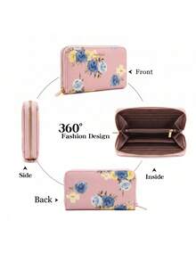 Pomelo Best Women Floral Canvas Zipper Wallet RFID Blocking 12 Card Slots 5 Bill Slots Coin Pocket Large Capacity Long Purse,Small Wallets For Women - Multicolor - View 3