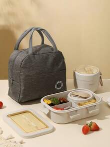 1 hộp cơm trưa người lớn unisex, thiết kế 4 ngăn, kèm dụng cụ ăn và hộp đựng nước sốt, dùng được trong lò vi sóng và máy rửa bát - Nhiều màu - Xem 8