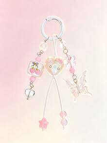 1pc Heart Butterfly Backpack Accessory, Girls Bag Charm - Multicolor - View 3