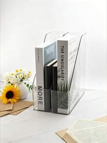 Transparent Vertical File Holder And Stand, Suitable For Notebooks, A4 Paper, Envelopes, Documents And Books. Multi-Functional Storage Rack, Suitable For Home And Office, Essential For College Students. - Multicolor - View 9