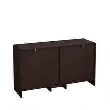 130CM Arc Shaped Corner Rattan Cabinet, 6-Drawers Rattan Storage Cabinet Rattan Drawer, For Living Room Bedroom,And Kitchen, Reddish-Brown, Brown - 棕色 - 查看 10