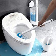 Toilet Brush Upgraded Disposable Toilet Brush Set Long Handle Wall‑Mount Design With Replaceable Brush Heads Hygienic Hands‑Free Bathroom Toilet Bowl Cleaning Supplies - Modern - View 10
