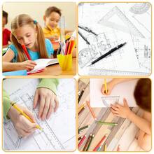 Juego de 5 piezas de reglas de geometría matemática, transportador, triángulo escolar, transparente | Herramientas de geometría de plástico transparente para dibujo, incluye transportadores, triángulos, regla recta, juego de dibujo redondo para clase de matemáticas y hogar - Conjuntos - Ver 7