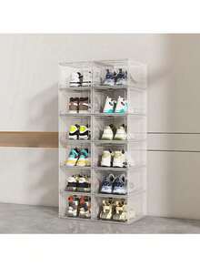 2pcs Transparent Plastic Shoe Storage Box, Anti-Oxidation Home Basketball Shoe Display Box - View 4