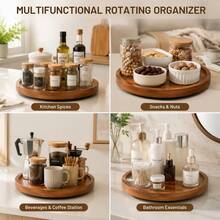 1pc 360° Rotating Round Wooden Turntable Tray, Kitchen Cabinet Spice Organizer Rack, Multi-Functional Kitchen Decor, Housewarming Christmas Halloween Graduation Birthday Gift - View 8