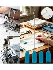 Long Sewing Machine Threader, Universal Home And Industrial Sewing Machine Threading Tool, Blue Plastic Handle Threading Needle Guide Device - Multicolor - View 5