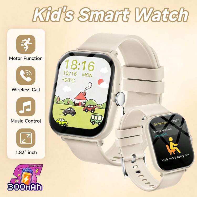 1 pieza Reloj inteligente multifunción con pantalla táctil HD de 1.83 pulgadas y correa de silicona para niños y niñas, llamadas Bluetooth, seguimiento de fitness, modo deportivo, control de música, control de cámara, alarma, estilo deportivo, adecuado para regalos de Eid Al-Adha, Año Nuevo Islámico y cumpleaños - Multicolor - Añade 16