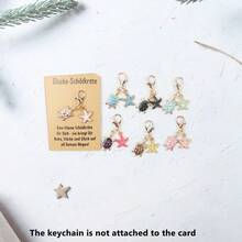 14pcs/7pcs Enamel Lucky Sea Turtle Starfish Dangle Keychain, Golden Metal Lobster Clasp Bag Charm For Purse Summer Ocean Beach Decor Gifts - Multicolor - View 11