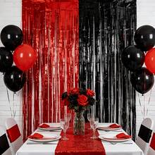 2PCS Black And Red Shiny Party Decoration Tassels, Halloween Scene Decor - 2pcs (Red + Black) - View 2