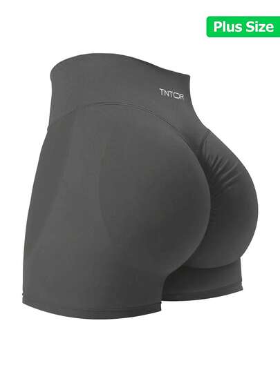 TNTOR Women's Plus Size Solid Color Daily Fitness Sports Shorts, Elastic Yoga Shorts, Tight-Fitting Butt-Lifting Tummy-Control Workout Shorts, Summer Outdoor Wear, Yoga Pants, Black Plus Size High-Waist Butt-Lifting Fitness Pants, High-Elasticity Quick-Dry Tight-Fitting Sports Shorts, Peach Butt, Mid-To-High Waist Yoga Black Shorts, High-Waist Design With Tummy-Control Effect, Suitable For Exercise And Sports, Cycling Shorts, Butt-Lifting Tight-Fitting Pants, Enhancing Body Shape, Comfortable For Fitness Enthusiasts