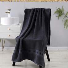 1pc/3pcs Set 100% Combed Cotton Terry Towel Set, Elegant Satin Trim, Thick High Absorbency, Lint-Free, Quick Dry, Skin-Friendly, Machine Washable, Bath Towel/Hand Towel/Face Towel, Hotel Spa Quality, Suitable For Bathroom, Gym, Travel, Dorm - Dark Grey - View 13