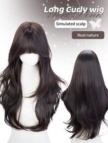 alicegarden 26-Inch Long Synthetic Wig Featuring A Natural Straight Style A Stunning Black. Designed With Bangs , This False Hairpiece Is Perfect For Ms Daily Party Cosplay Use, Offering A Natural And Natural Durable Wig Gift For Ladies., Halloween - Black - View 1