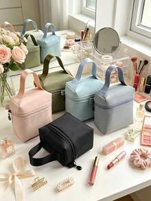 Fashionable Solid Color Large Capacity Makeup Bag, Portable Waterproof Makeup Bag, Multifunctional Storage Bag, Mini Lipstick Bag, Menstrual Towel Bag - Multicolor - View 1