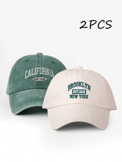 2pcs Unisex Outdoor Casual Fashion CALIFORNIA Embroidered Adjustable Baseball Caps, Versatile Trucker Hats Suitable For Women, Men, Holidays, Perfect Gift For Family And Friends