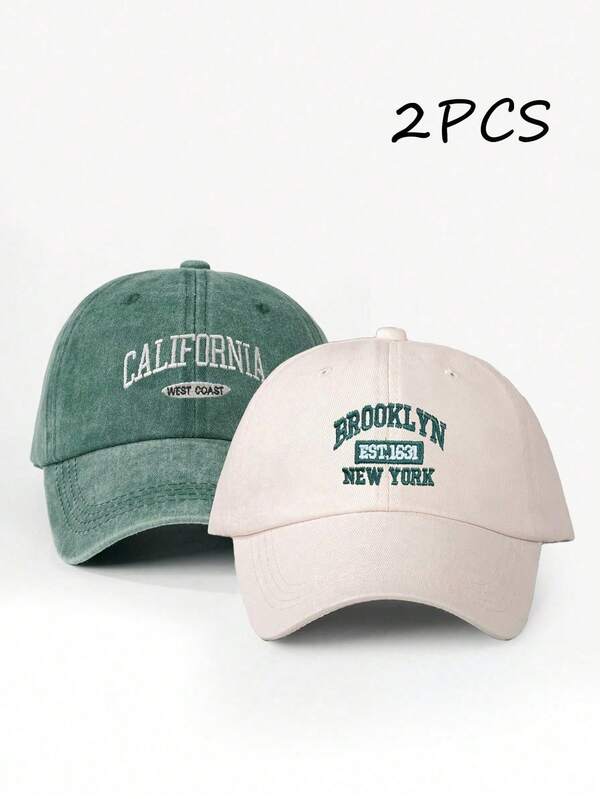 2pcs Unisex Outdoor Casual Fashion CALIFORNIA Embroidered Adjustable Baseball Caps, Versatile Trucker Hats Suitable For Women, Men, Holidays, Perfect Gift For Family And Friends
