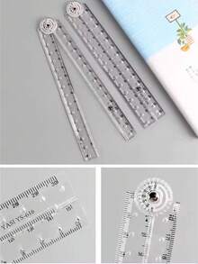 1pc Creative Drawing Measurement Transparent Folding Ruler, Transparent Design, Foldable And Portable, Student School Supplies, Back To School - Multicolor - View 2