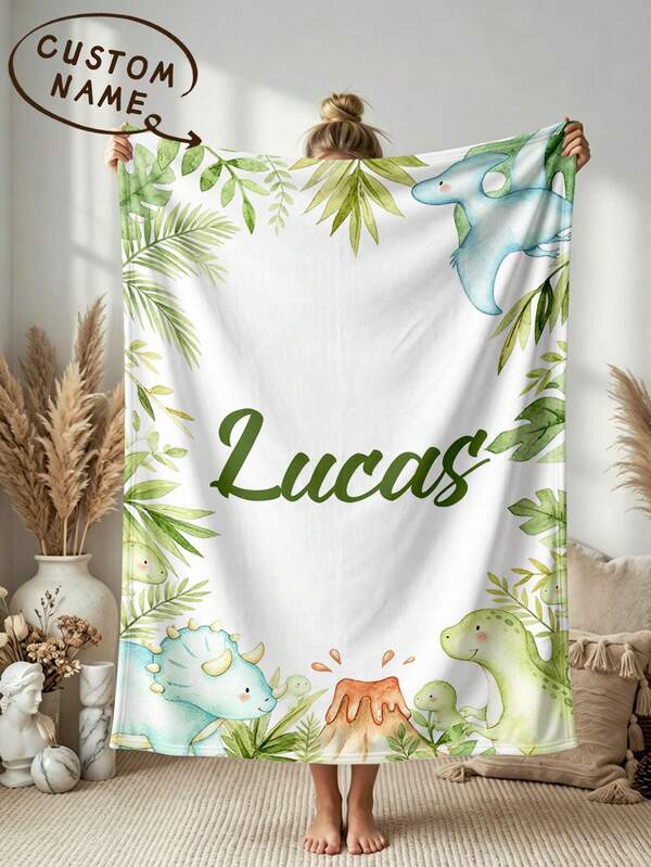 1pc Customized Name Blanket, Personalized Bed Blanket, Can Print Name, Personalized Blanket, Cute Blanket, Comfortable Blanket, Home Gift, Birthday Gift, Christmas Gift, Personalized Gift, Gift For Son/Daughter, Gift For Friend
