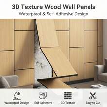 3D Relief Wall Panel, Thickened, Faux Brick Grid Renovation, Misaligned Assembly, Cuttable Peel And Stick, Suitable For Bedroom, Study, TV Background, Coffee Shop, Bar Artistic Wall Decor, Office Background Sticker, 324 X 24 Cm(Continuous) Size - 324*24cm (per Box) - View 4
